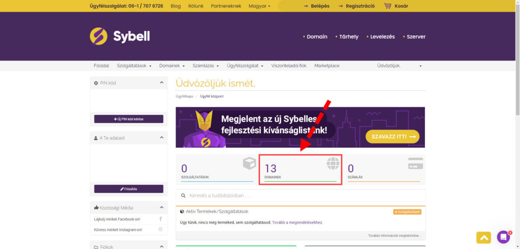 Sybell Domain áthelyezése másik Sybell ügyfélfiók alá - Sybell Tudásbázis